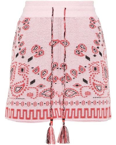 Alanui Bandana Knitted Bowling Shorts - Pink
