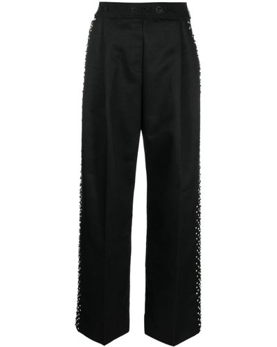 Stine Goya Ciara Crystal-embellished Wide-leg Trousers - Black