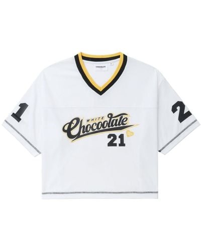 Chocoolate Logo-print V-neck T-shirt - White
