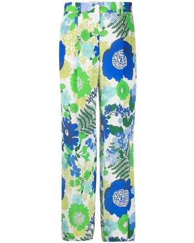 P.A.R.O.S.H. Floral-print Flared Pants - Blue