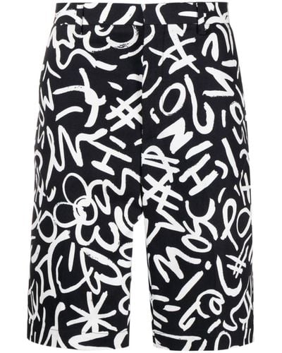 Moschino Shorts Met Monogramprint - Zwart