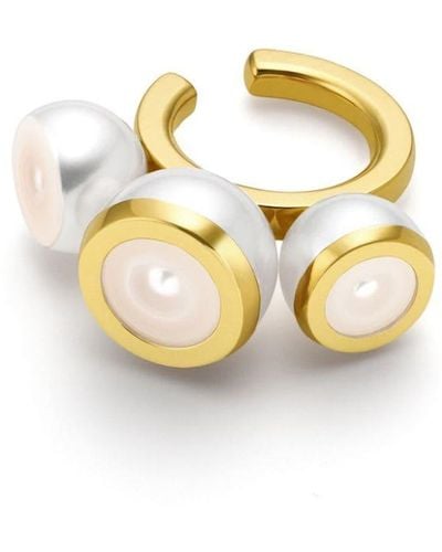 Tasaki 18kt Yellow Gold M/g Sliced Bezel Pearl Ear Cuff - Metallic
