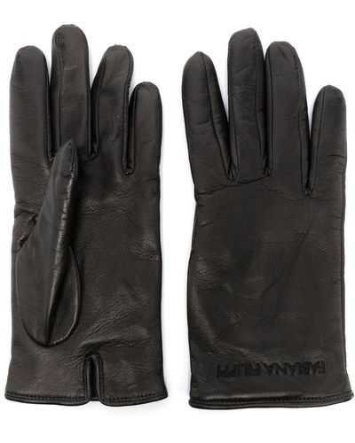 Fabiana Filippi Embroidered-logo Leather Gloves - Black