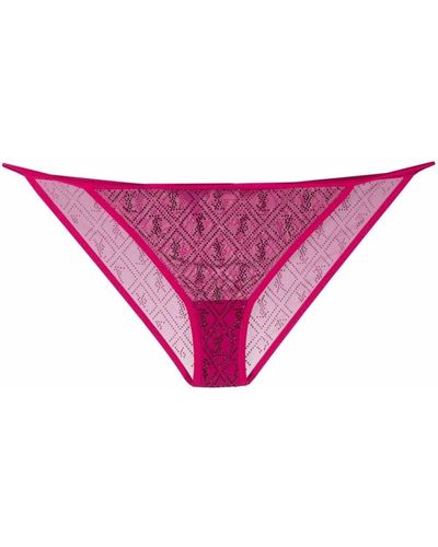 Saint Laurent Logo-embellished Tulle Briefs - Pink
