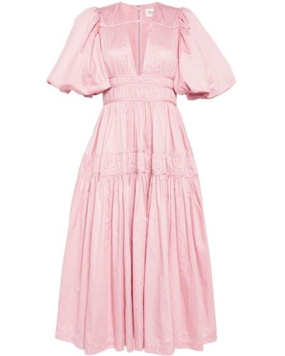 Aje. Puff-sleeved Pleated Dress - Pink
