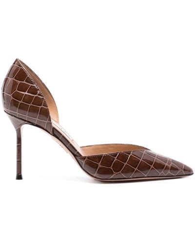 Aquazzura Uptown 85mm Leather Court Shoes - Brown
