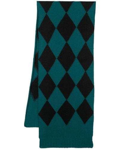 La DoubleJ Argyle-pattern Knitted Scarf - Green
