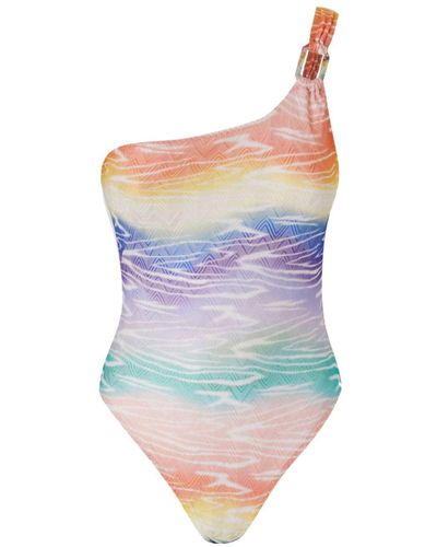 Missoni Tie Dye-print One-shoulder Swimsuit - Blue