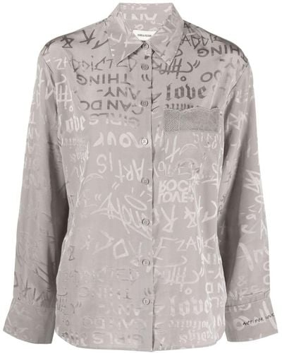 Zadig & Voltaire Hemd mit Slogan-Print - Grau