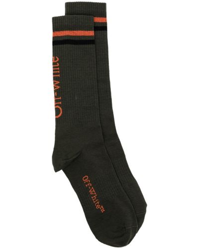 Off-White c/o Virgil Abloh Logo-intarsia Cotton Ankle Socks - Black