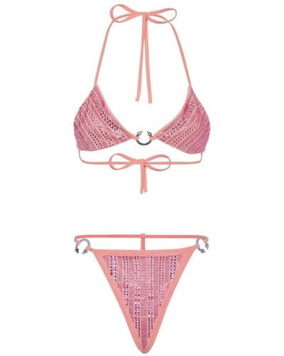Philipp Plein Bandeau-Bikini mit Kristallen - Pink