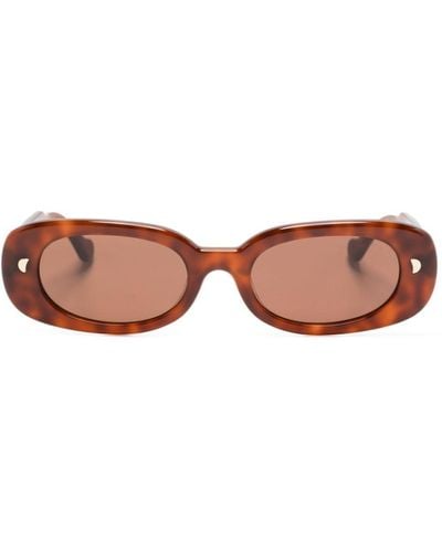Nanushka Aliza Oval-frame Sunglasses - Brown