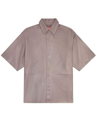 DIESEL S-emin-lth Leather Shirt - Gray