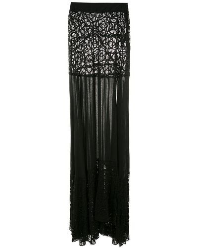 Amir Slama Lace Panels Maxi Skirt - Black