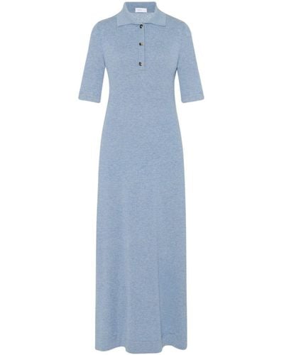 Rosetta Getty Wool-cashmere Polo Midi Dress - Blue