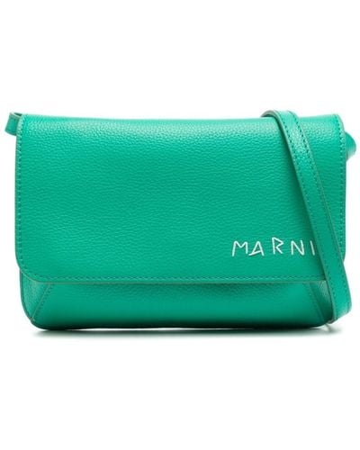 Marni Logo-embroidered leather bag - Verde