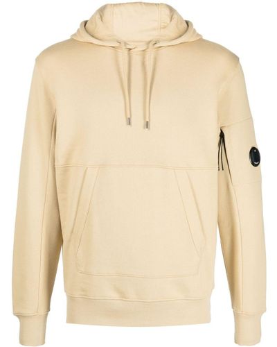C.P. Company Lens-detail Hooded Cotton Jumper - Natural