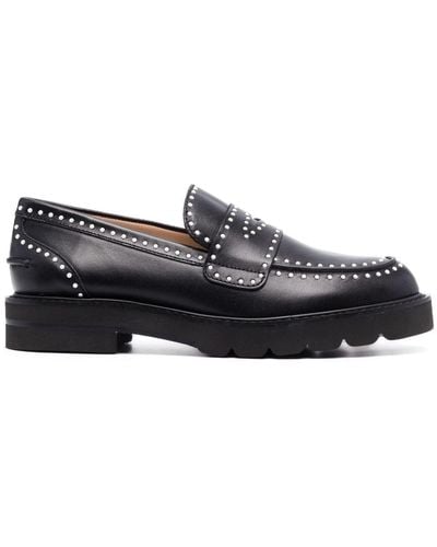 Stuart Weitzman Parker Pearl-embellished Loafers - Black