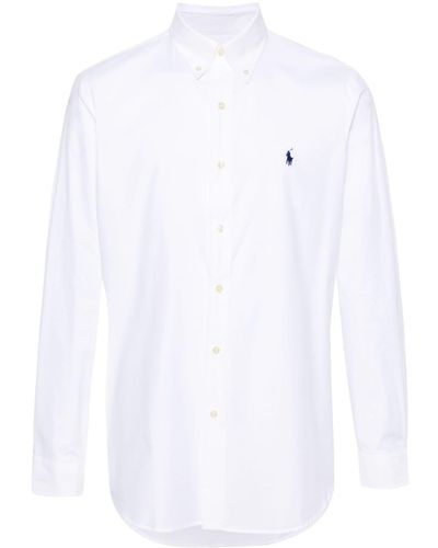 Polo Ralph Lauren Popeline Overhemd Met Borduurwerk - Wit