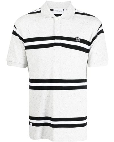 Chocoolate Striped Cotton Polo Shirt - White