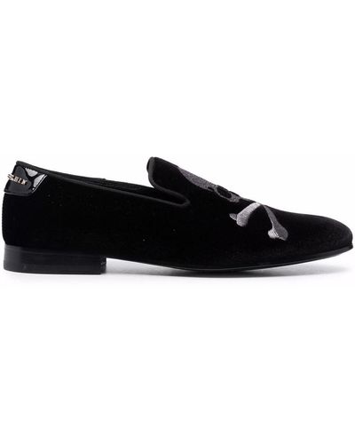 Philipp Plein Loafers Met Doodskopprint - Zwart