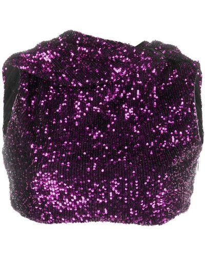 Nervi Sequin-embellished Crop Top - Purple