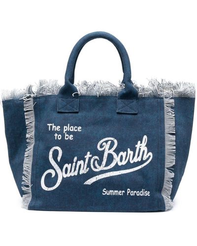 Mc2 Saint Barth Vanity Strandtasche mit Logo-Print - Blau