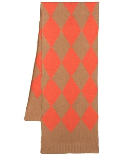 La DoubleJ Argyle-pattern Knitted Scarf - Orange