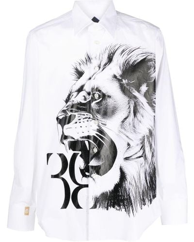 Billionaire Hemd mit Löwen-Print - Weiß