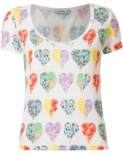 Amir Slama Heart-pattern Print T-shirt - White