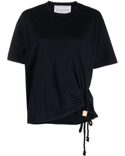 Forte Forte Camiseta con detalle trenzado - Negro