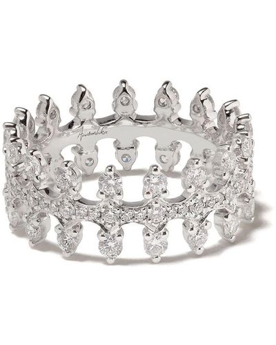 Annoushka 18kt White Gold Crown Diamond Ring - Multicolour