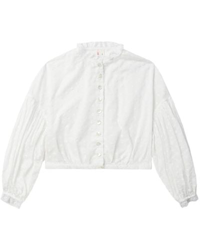 YUHAN WANG Floral-embroidered Cotton Blouse - White