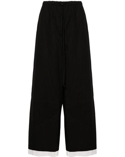 Yohji Yamamoto Pantalon ample à lien de resserrage - Noir