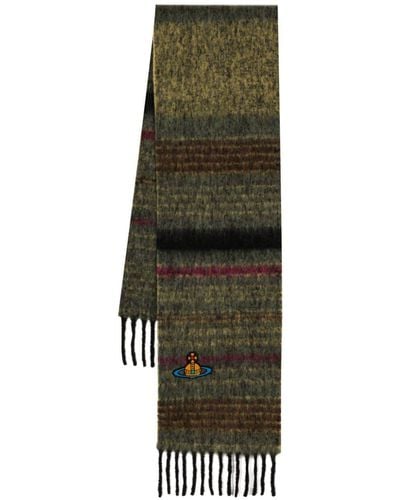 Vivienne Westwood Orb-embroidered Chunky-knit Scarf - Green
