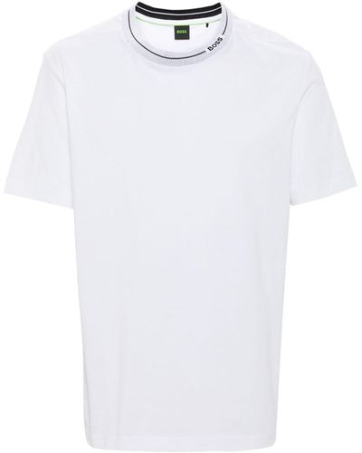 BOSS Logo- Jacquard Cotton T-shirt - White