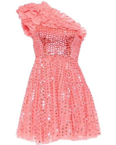Needle & Thread Raindrop One-shoulder Minidress - Pink