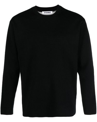 Attachment Crew-neck Wool Sweater - Black