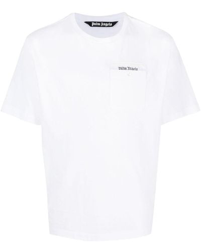 Palm Angels Jersey T Shirt With Logo Embroidery - Blanc