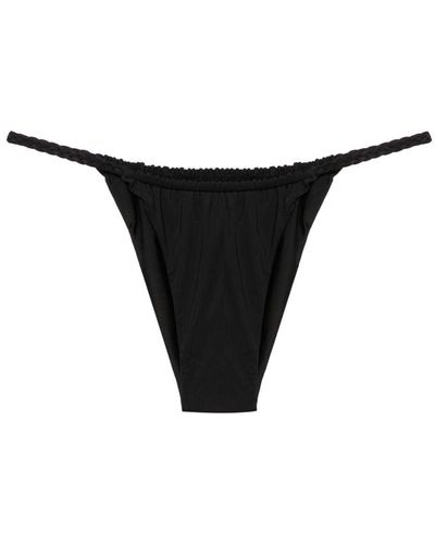 Isa Boulder Braid-detail Reversible Bikini Bottoms - Black