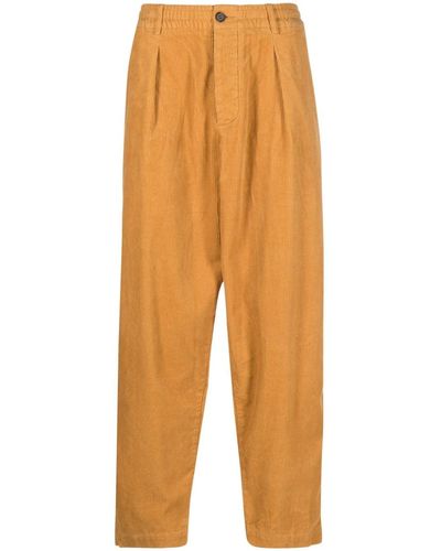 Universal Works Pleat-detail Wide-leg Corduroy Trousers - Orange