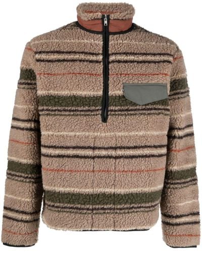 RANRA Thjorsar Striped Fleece-texture Sweater - Brown