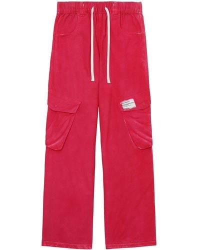 Izzue Drawstring Cotton Cargo Pants - Red