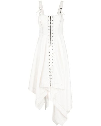 Monse Lace-up Asymmetric Midi Dress - White