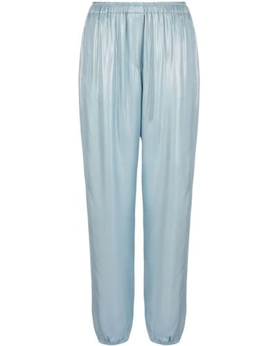 Giorgio Armani Metallic-sheen High-waisted Trousers - Blue
