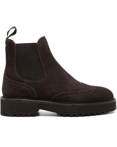 Doucal's Perforated Suede Chelsea Boots - Black