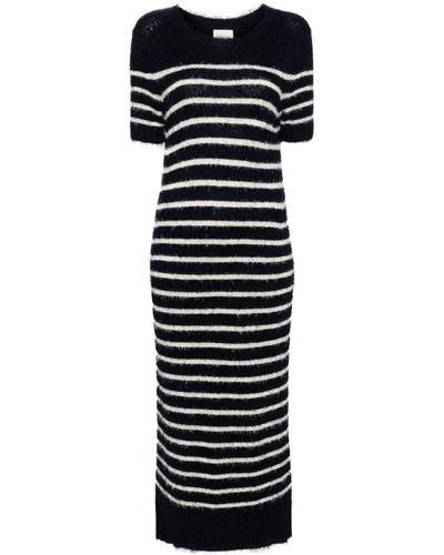 Khaite Stripe-pattern Knitted Tube Dress - Black