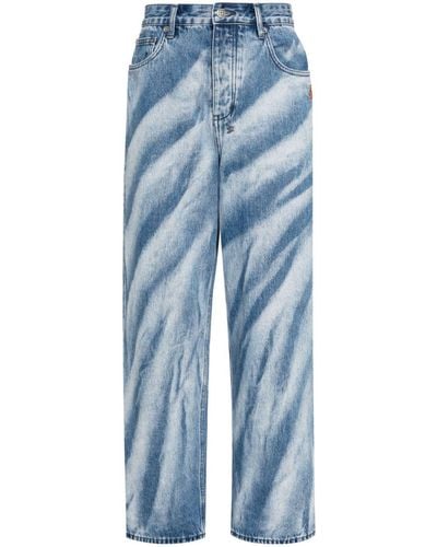 Ksubi Gestreifte Straight-Leg-Jeans - Blau