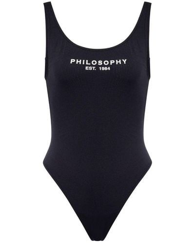 Philosophy Di Lorenzo Serafini Logo-print Low-back Swimsuit - Blue