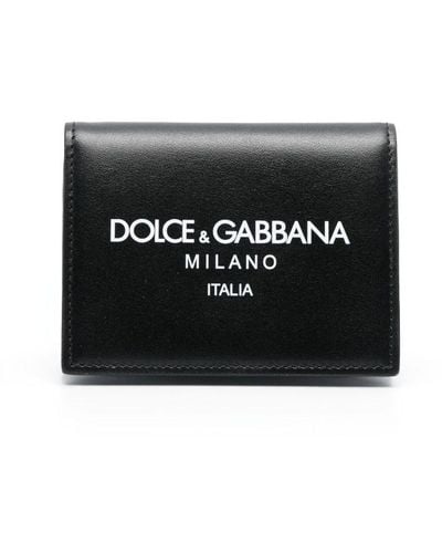 Dolce & Gabbana Portefeuille en cuir à logo imprimé - Noir